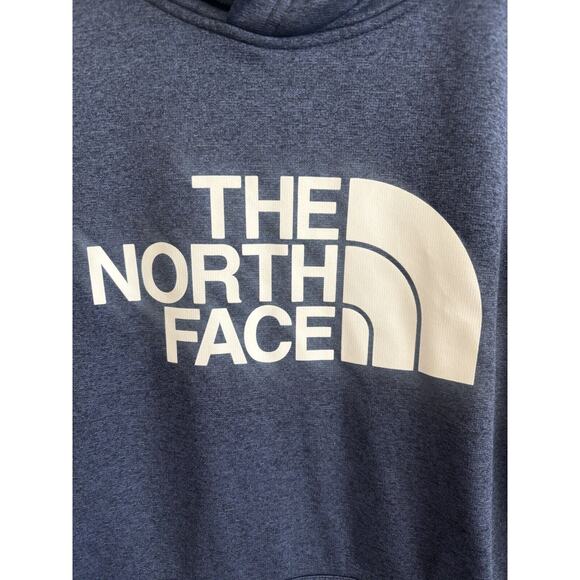 The North Face Hoodie Womens Medium Navy Blue Pullover Logo Spellout Sweatshirt - Picture 3 of 8